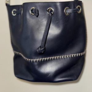 Brooks Brothers Navy Leather Bucket Bag
