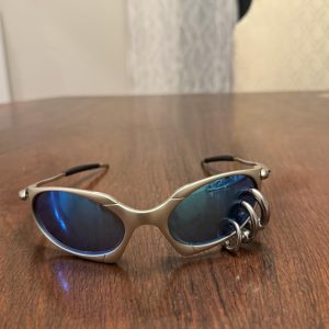 Silver & Blue Pierced Oakleys