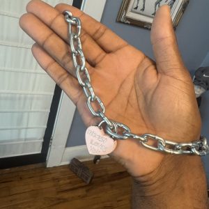 Silver Chain Necklace with Pink Heart Charm