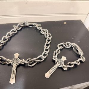 Handmade Gothic Cross Necklace & Bracelet Set